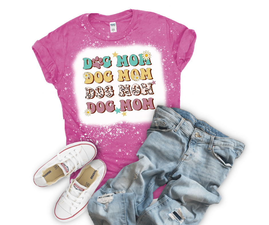 Dog Mom Stacked Bleached Tee