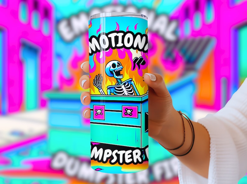 Emotional Dumpster Fire 20oz Tumbler Skull