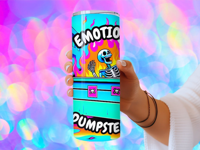 Emotional Dumpster Fire 20oz Tumbler Skull