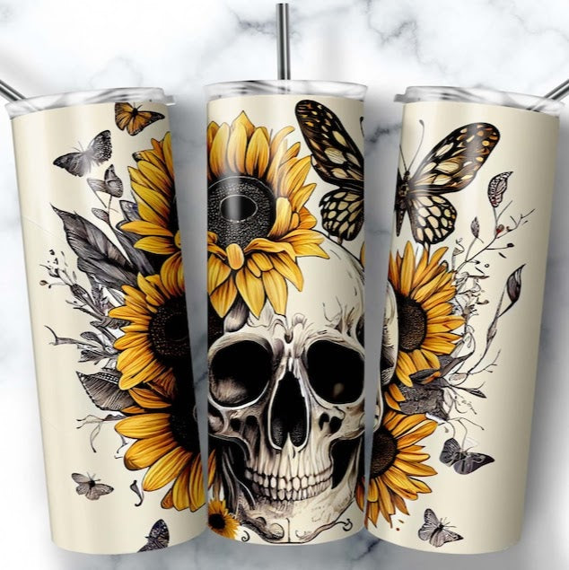 Skull And Sunflowers 20oz Tumbler