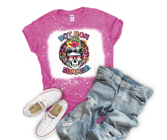 Hot Mom Summer Skull Bleached Tee