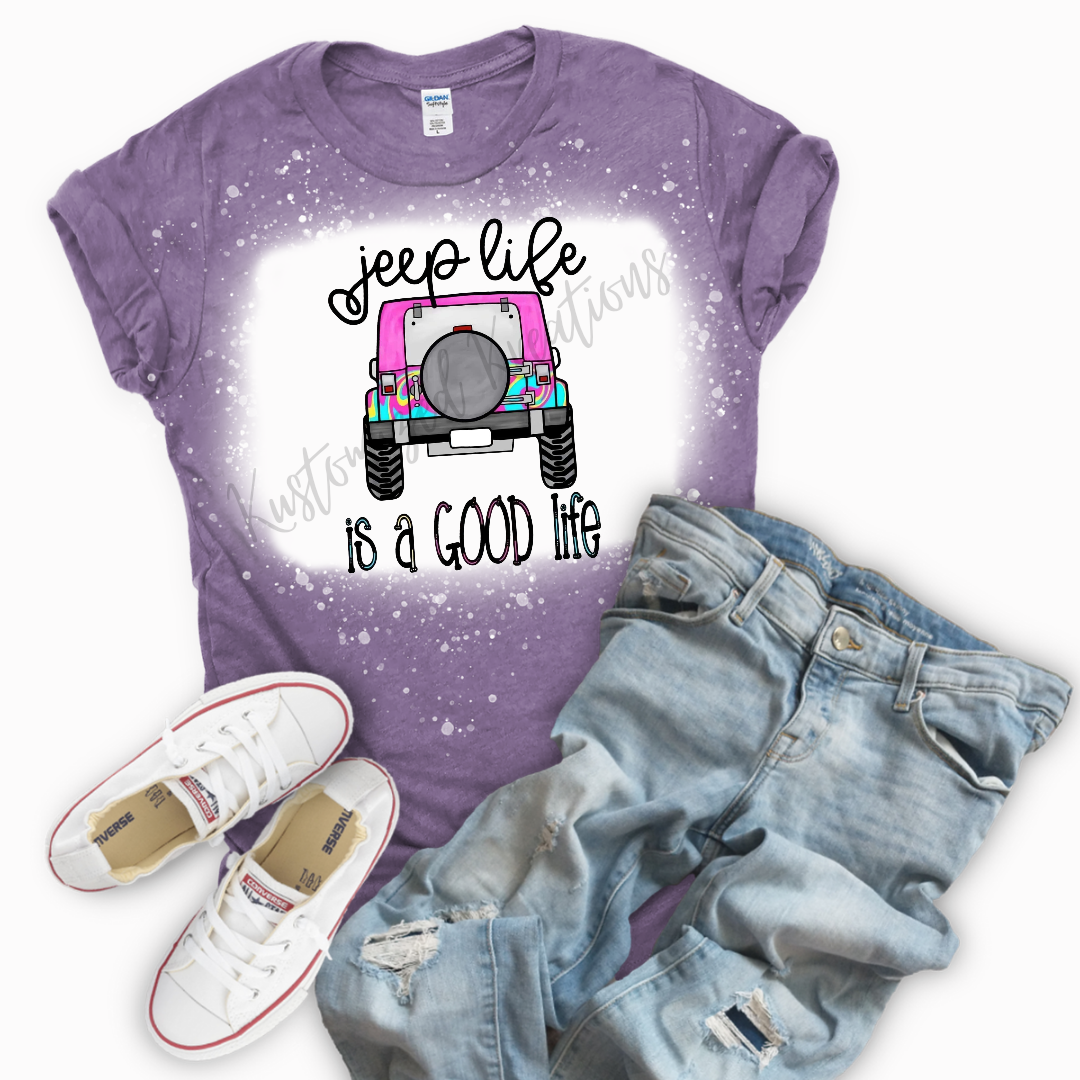Jeep Life Is A Good Life Bleached Tee