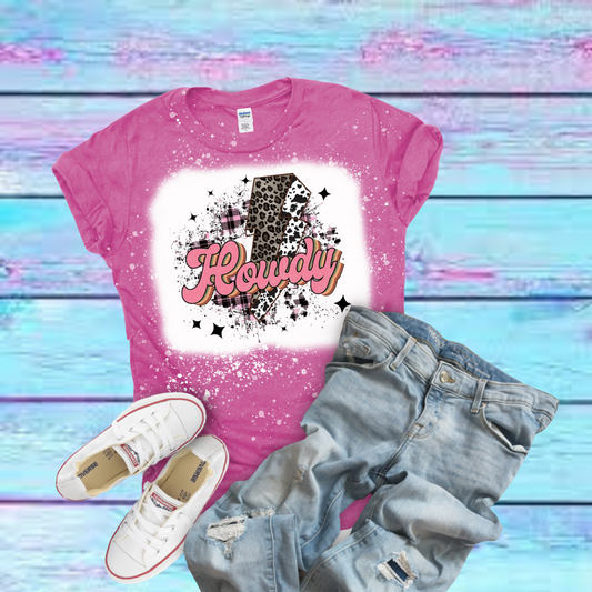 Howdy Lightening Bolt Bleached Tee