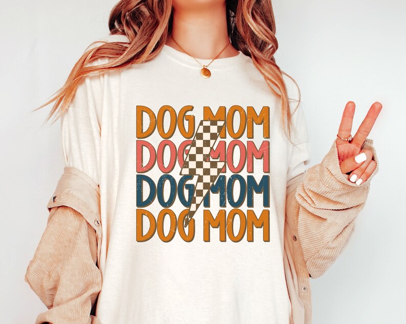 Dog Mom Stacked Lightening Bolt