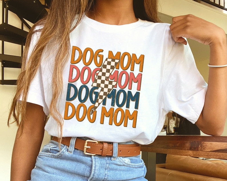 Dog Mom Stacked Lightening Bolt