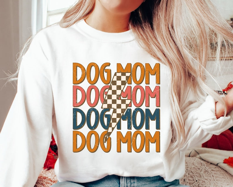 Dog Mom Stacked Lightening Bolt