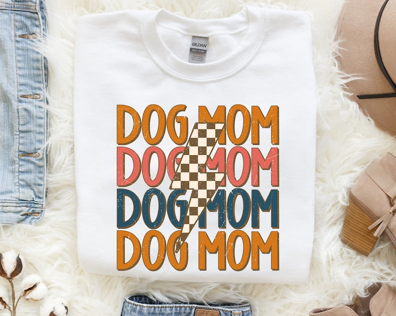 Dog Mom Stacked Lightening Bolt